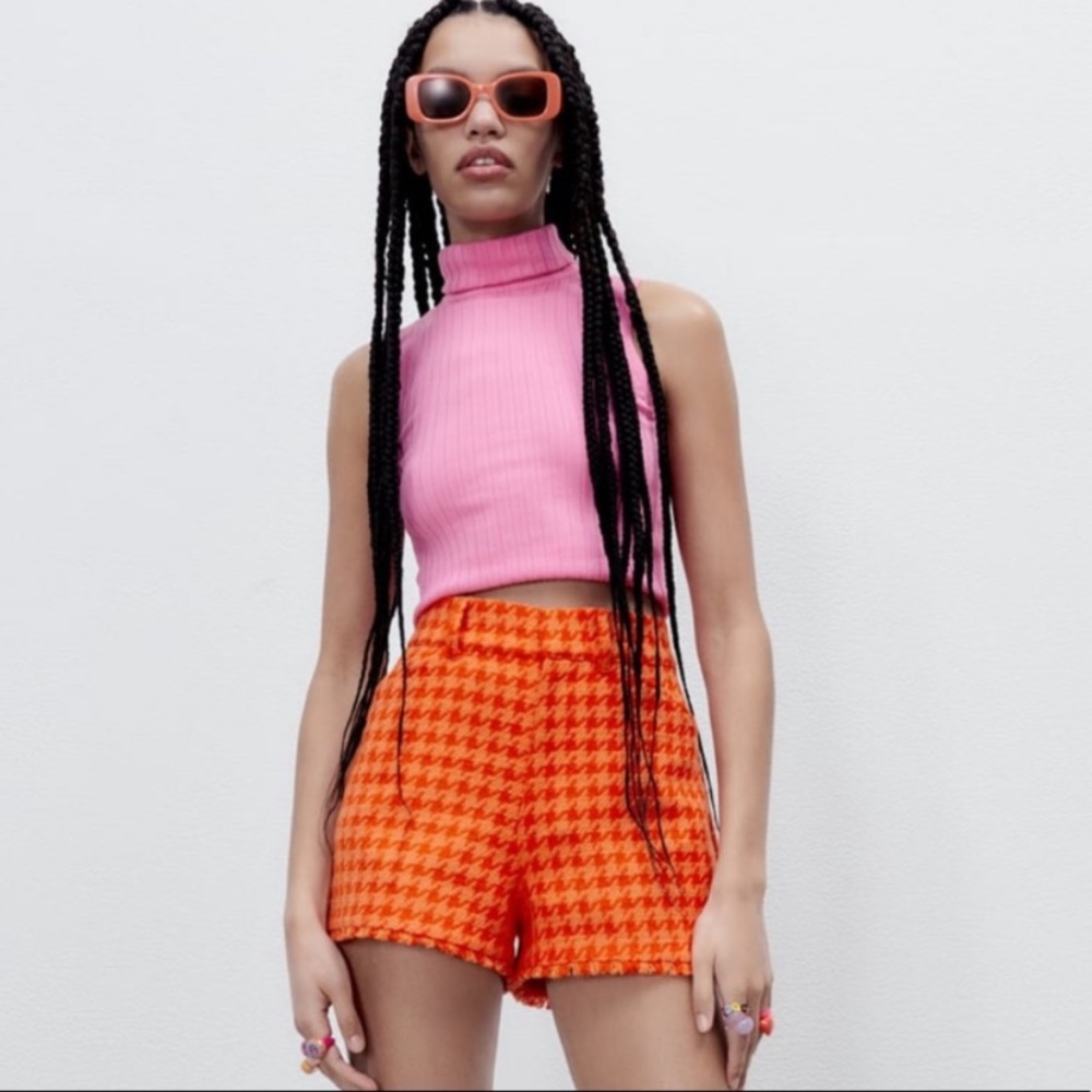 Zara Textured Orange shorts NWT